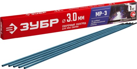 ЗУБР Д 3.0 х 350 мм, 1 кг в коробке, МР-3 рутиловый, электрод сварочный (40011-3.0) купить в Ноябрьске