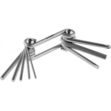 Набор ЗУБР Ключи &quot;МАСТЕР&quot; имбусовые складные, Cr-V сталь, сатинированное покрытие, HEX 2-6 мм, SL 5 мм, PH № 2, 8-в-1 27420-H8 купить в Ноябрьске