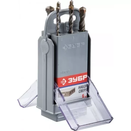 Набор ударных сверл ЗУБР &quot;МАСТЕР&quot; по бетону, 4, 5, 6х2шт, 8, 10мм, 6шт в супер боксе 2922-H6-SB купить в Ноябрьске