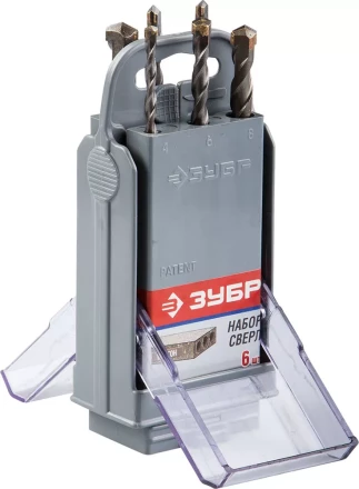 Набор ударных сверл ЗУБР &quot;МАСТЕР&quot; по бетону, 4, 5, 6х2шт, 8, 10мм, 6шт в супер боксе 2922-H6-SB купить в Ноябрьске