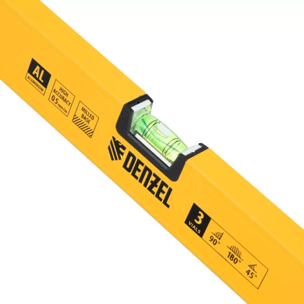 Уровень алюминиевый Denzel, магнит, фрезерованный, 3 глазка (1 зеркал.), 0,5 мм/м, 1000 мм, 33693 купить в Ноябрьске