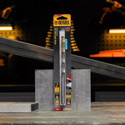 Сверло спиральное по металлу Denzel, 11 х 195 мм, Р6М5, Golden Tip, удлиненное 718264 купить в Ноябрьске