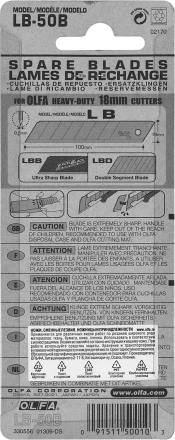 Лезвие OLFA сегментированное, 8 сегментов, 18х100х0,5мм, 50шт OL-LB-50B купить в Ноябрьске