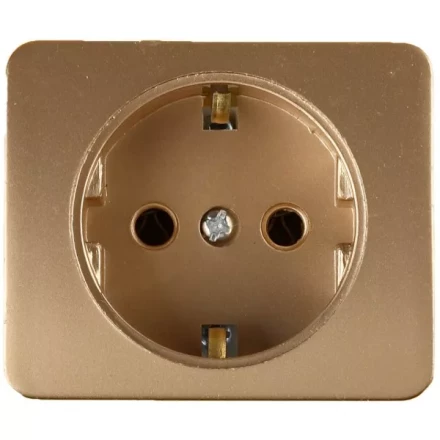 Розетка СВЕТОЗАР &quot;ГАММА&quot; с заземлением, одинарная, без вставки и рамки, цвет золотой металлик, 16А/~250В SV-54105-GM купить в Ноябрьске