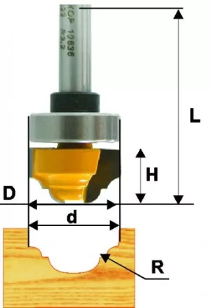 Фреза пазовая фасонная Ф22Х13 мм R32 мм хвостовик 8 мм 46131 купить в Ноябрьске