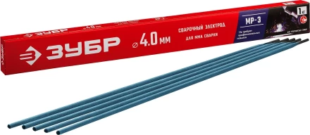 ЗУБР Д 4.0 х 450 мм, 1 кг в коробке, МР-3 рутиловый, электрод сварочный (40011-4.0) купить в Ноябрьске