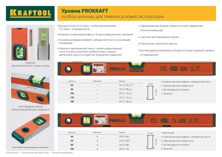 Уровень KRAFTOOL алюминиевый, 2 глазка, 80см 34721-080_z01 купить в Ноябрьске
