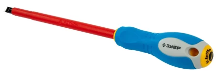 ЗУБР "ПРОФИ ЭЛЕКТРИК". Отвертка Cr-V, трехкомпонент рукоятка, высоковольтная до ~1000В, SL, 8,0x175 мм 25261-8.0-175 купить в Ноябрьске