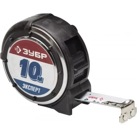 Рулетка ЗУБР &quot;ЭКСПЕРТ&quot; &quot;АНТЕЙ&quot;, металлический обрезиненный корпус, полотно с нейлоновым напылением, 10мх25мм 34053-10-25 купить в Ноябрьске