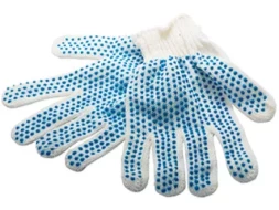 Перчатки х/б, ПВХ "точка" 3-х нитка, 5 пар в упаковке Россия 67718
