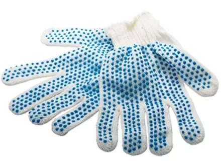 Перчатки х/б, ПВХ &quot;точка&quot; 3-х нитка, 5 пар в упаковке  Россия 67718 купить в Ноябрьске
