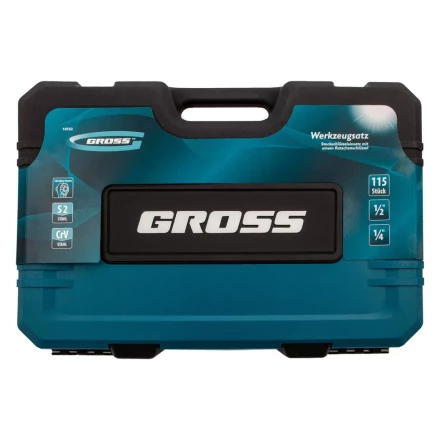 Набор инструментов 115 предметов, 120 зубьев, CrV, 1/4&quot;, 1/2&quot; Gross 14152 купить в Ноябрьске
