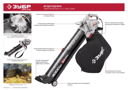 Пылесос садовый (воздуходувка) ЗПСЭ-3000 серия МАСТЕР купить в Ноябрьске