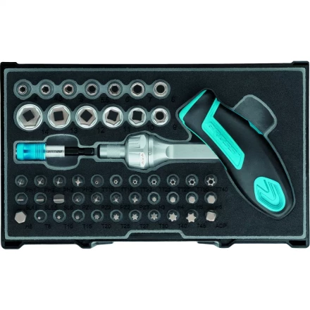 Отвертка реверсивная с двух-позиционной ручкой Т-образной с набором бит, 48 шт., S2 Gross 11613 купить в Ноябрьске