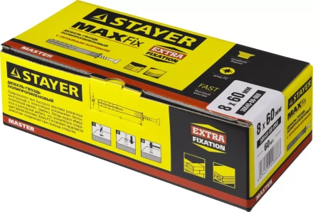 Дюбель-гвоздь полипропиленовый, потайный бортик, 8 x 60 мм, 60 шт, STAYER Master 30645-08-060 30645-08-060 купить в Ноябрьске