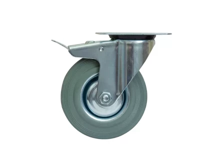 Колесо поворотное серая резина SCB 55 f 125 мм с тормозом 1027214 купить в Ноябрьске