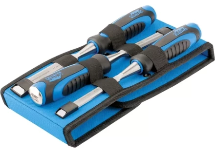 Набор долот-стамесок плоских 3шт 12-16-20 мм двухкомпонентная рукоятка металлический затыльник БАРС 24450 купить в Ноябрьске