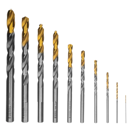 Набор сверл по металлу Denzel 723001, 1-10 мм, Р6М5-TiN, Golden Tip, 10 шт купить в Ноябрьске