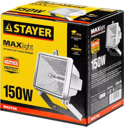 Прожектор STAYER &quot;MASTER&quot; MAXLight галогенный, с дугой крепления под установку, белый, 150Вт 57101-W купить в Ноябрьске