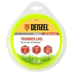 Леска для триммера двухкомпонентная квадрат 3,0 мм 15 м Extra cord Denzel 96126