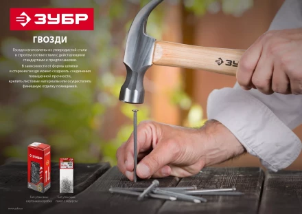 ЗУБР ГОСТ 4028-63, 20 x 1.6 мм, цинк, 100 г, строительные гвозди (305036-16-020) купить в Ноябрьске