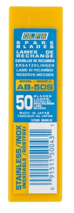 Лезвия OLFA сегментированные из нержавеющей стали, 9х80х0,38мм, 13 сегментов, 50шт OL-AB-50S купить в Ноябрьске