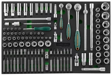 Набор головок торцевых 1/4" 3/8" 1/2"DR 81предмет вставок бит-40предметов EVAложемент Jonnesway S04H45121SV 49275 купить в Ноябрьске