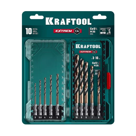 Набор сверл по металлу, хвостовик НЕХ-1/4, сталь М35-Со5% 29652-H10 купить в Ноябрьске