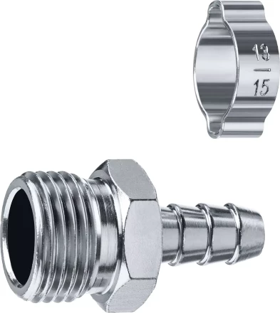 ЗУБР штуцер елочка, 10 мм - 1/2M, переходник с обжимным хомутом, Профессионал (64924-1/2-10) купить в Ноябрьске