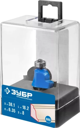 ЗУБР 38.1 x 18 мм, радиус 6.3 мм, фреза кромочная калевочная №6, Профессионал (28707-38.1) купить в Ноябрьске