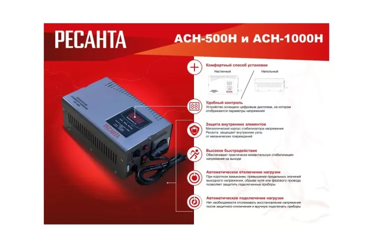 Стабилизатор напряжения Ресанта АСН-1000 Н 63/6/64 купить в Ноябрьске