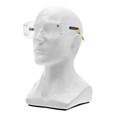 Очки защитные открытые Denzel 89201, поликарбонатные, увеличенная прозрачная линза,  регулируемые дужки купить в Ноябрьске