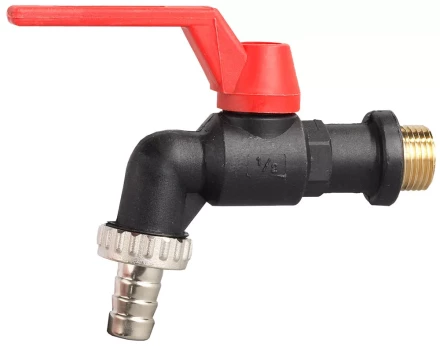 Кран угловой ЗУБР шаровой &quot;папа-соединит шланг&quot;, пластиковый корпус, 1/2&quot;х15 4-51560-P-1/2-15 купить в Ноябрьске