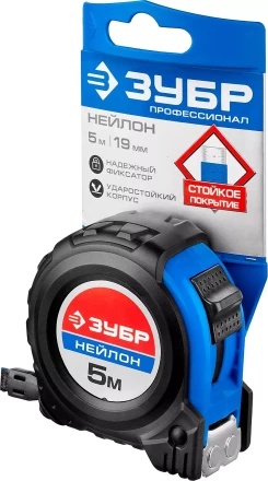 Рулетка ЗУБР &quot;НЕЙЛОН&quot;, нейлоновое покрытие, упрочненное полотно, ударопрочный обрезиненный корпус, 5м/19мм 34056-05-19_z01 купить в Ноябрьске