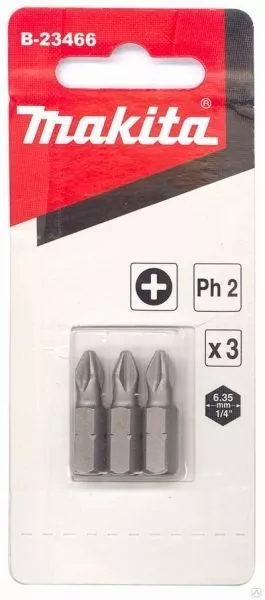 Биты Makita PH2 25мм 3шт (B-23466) купить в Ноябрьске