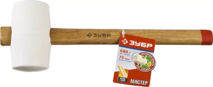Киянка ЗУБР &quot;МАСТЕР&quot; резиновая белая, с деревянной рукояткой, 0,68кг 20511-680_z01 купить в Ноябрьске
