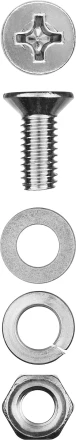 Винт (DIN965) в комплекте с гайкой (DIN934), шайбой (DIN125), шайбой пруж. (DIN127), M4 x 16 мм, 30 шт, ЗУБР 303456-04-016 купить в Ноябрьске
