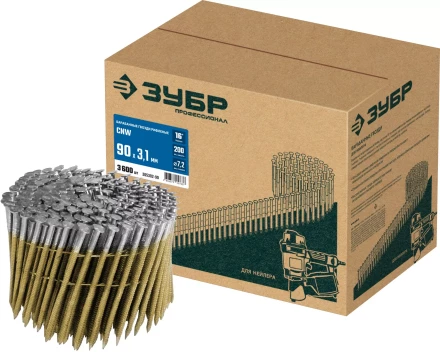 ЗУБР CNW 90 х 3.1 мм, барабанные гвозди рифленые, 3600 шт (305382-90) купить в Ноябрьске