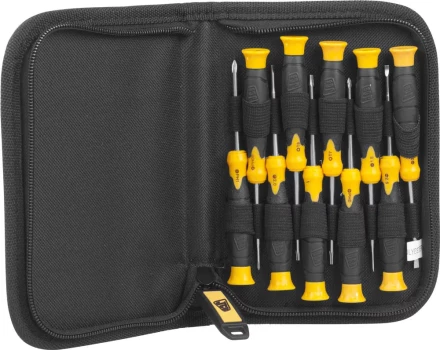 Набор JCB: Отвертки для точных работ, двухкомпонентные рукоятки, CrV cталь, 11 предм, чехол JSD026 купить в Ноябрьске