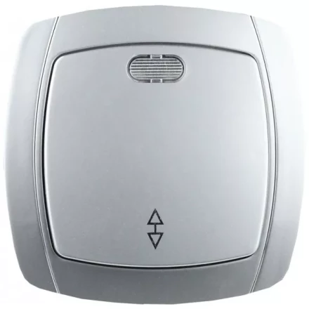 Выключатель СВЕТОЗАР &quot;АКЦЕНТ&quot; проходной одноклавишный в сборе, с подсветкой, цвет серебристый металлик, 10А/~250В SV-54238-SM купить в Ноябрьске