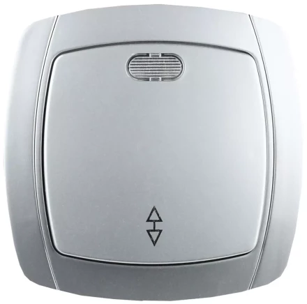 Выключатель СВЕТОЗАР &quot;АКЦЕНТ&quot; проходной одноклавишный в сборе, с подсветкой, цвет серебристый металлик, 10А/~250В SV-54238-SM купить в Ноябрьске