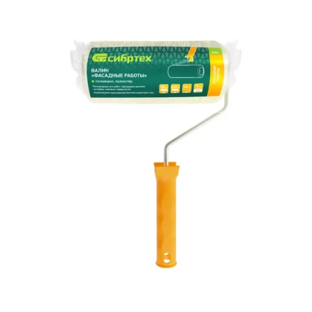 Валик &quot;Фасадные работы&quot;,180 мм, ворс 18 мм, D 48 мм, D ручки - 6 мм, полиакрил,полиэстер Сибртех 80206 купить в Ноябрьске
