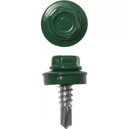 Саморезы ЗУБР &quot;ПРОФЕССИОНАЛ&quot; окраш., RAL 6002 зелен. лист, для крепл. кров. матер. к металл. констр., 5.5x25мм, 1800шт 4-300310-55-025-6002 купить в Ноябрьске