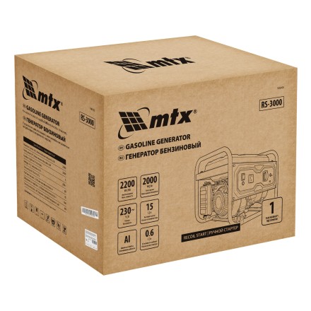 Генератор бензиновый MTX RS-3000 946105, 2,2 кВт, 230В, ручной стартер купить в Ноябрьске