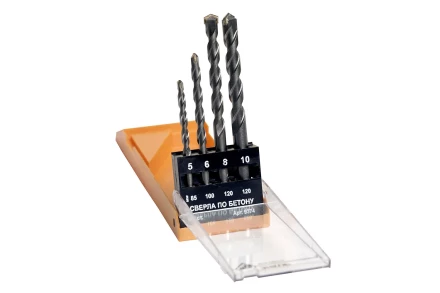 Набор сверл для бетона Ф5;6;8;10 мм 4 штуки пластиковый футляр Энкор 9374 купить в Ноябрьске