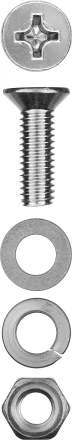 Винт (DIN965) в комплекте с гайкой (DIN934), шайбой (DIN125), шайбой пруж. (DIN127), M4 x 20 мм, 25 шт, ЗУБР 303456-04-020 купить в Ноябрьске