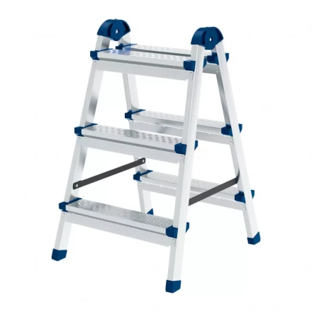 Стремянка двухсторонняя 3 ступени сталь профиль стальные ступени Сибртех 97983 купить в Ноябрьске