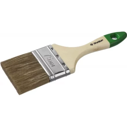 Кисть плоская  ЗУБР &quot;ЛАЗУРЬ-МАСТЕР&quot;, смешанная щетина, деревянная ручка, 75мм 4-01009-075 купить в Ноябрьске