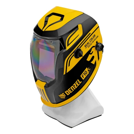 Щиток защитный лицевой (маска сварщика) F10, см. окно 100х96, Real Color, DIN 4-8/9-13// Denzel 89719 купить в Ноябрьске