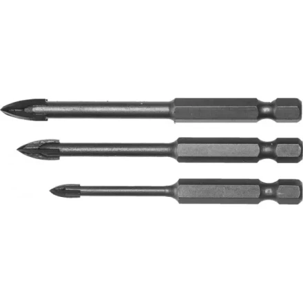 Набор ЗУБР &quot;ПРОФЕССИОНАЛ&quot;: Сверла по кафелю, керамике, с четырьмя режущими лезвиями 4, 6, 8 мм, 3 шт 29845-H3_z01 купить в Ноябрьске